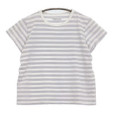 agnes b. 2653J008 サイズ2 コットン ボーダー 半袖Ｔシャツ カットソー ラベンダー ホワイト レディース アニエスベー【中古】5-0725S♪