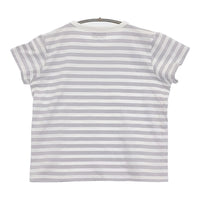 agnes b. 2653J008 サイズ2 コットン ボーダー 半袖Ｔシャツ カットソー ラベンダー ホワイト レディース アニエスベー【中古】5-0725S♪