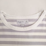 agnes b. 2653J008 サイズ2 コットン ボーダー 半袖Ｔシャツ カットソー ラベンダー ホワイト レディース アニエスベー【中古】5-0725S♪