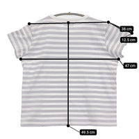 agnes b. 2653J008 サイズ2 コットン ボーダー 半袖Ｔシャツ カットソー ラベンダー ホワイト レディース アニエスベー【中古】5-0725S♪