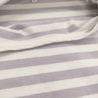 agnes b. 2653J008 サイズ2 コットン ボーダー 半袖Ｔシャツ カットソー ラベンダー ホワイト レディース アニエスベー【中古】5-0725S♪