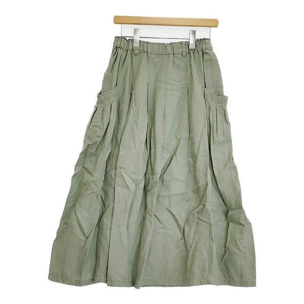 Cotton House Aya コットン サイドポケット プリーツ ペチコート付 M ロングスカート Lグリーン レディース コットンハウスアヤ【中古】5-0718M♪