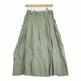 Cotton House Aya コットン サイドポケット プリーツ ペチコート付 M ロングスカート Lグリーン レディース コットンハウスアヤ【中古】5-0718M♪