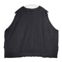 tumugu TK22301a コットン ランダム リブ ノースリーブニット ベスト ブラック レディース ツムグ【中古】5-0904M△