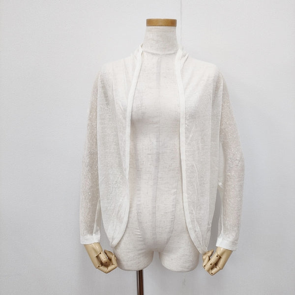PUPULA リネン混 ボレロ サイズ38 カーディガン ホワイト レディース ププラ【中古】5-0811M◎