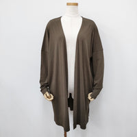 cinq symphonie ロング丈 カーディガン カーキ レディース サンクサンフォニー【中古】5-0811M◎