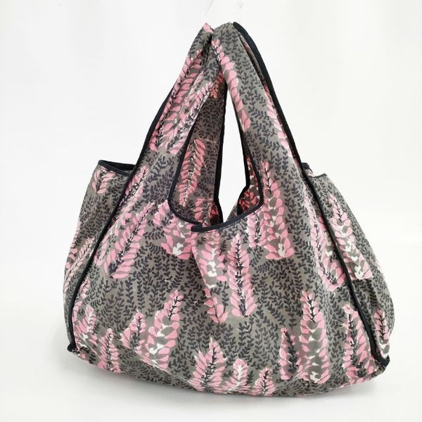 ANOKHI インド製 コットン 総柄 トートバッグ グレー ピンク レディース アノーキ【中古】5-1029G∞