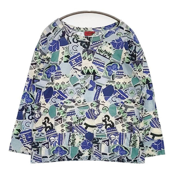 KENZO 長袖カットソー 巻きスカート ラップ 総柄 セットアップ ブルー レディース ケンゾー【中古】5-1109M∞