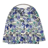 KENZO 長袖カットソー 巻きスカート ラップ 総柄 セットアップ ブルー レディース ケンゾー【中古】5-1109M∞