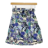 KENZO 長袖カットソー 巻きスカート ラップ 総柄 セットアップ ブルー レディース ケンゾー【中古】5-1109M∞