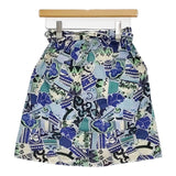 KENZO 長袖カットソー 巻きスカート ラップ 総柄 セットアップ ブルー レディース ケンゾー【中古】5-1109M∞