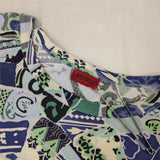 KENZO 長袖カットソー 巻きスカート ラップ 総柄 セットアップ ブルー レディース ケンゾー【中古】5-1109M∞