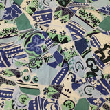 KENZO 長袖カットソー 巻きスカート ラップ 総柄 セットアップ ブルー レディース ケンゾー【中古】5-1109M∞