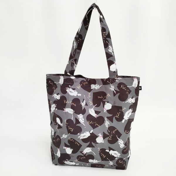 Kate Spade ネコ柄 エコバッグ トートバッグ グレー ブラウン ホワイト レディース ケイトスペード【中古】5-1029G∞