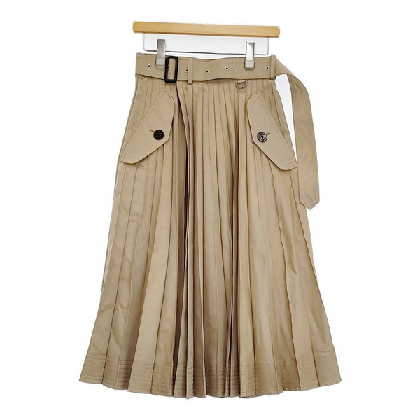 Sacai Cotton Gabardine Skirt 定価99000円 SCW-214 サイズ1 プリーツ ベルテッド ロングスカート ベージュ レディース サカイ【中古】5-0718G♪