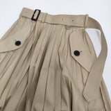 Sacai Cotton Gabardine Skirt 定価99000円 SCW-214 サイズ1 プリーツ ベルテッド ロングスカート ベージュ レディース サカイ【中古】5-0718G♪