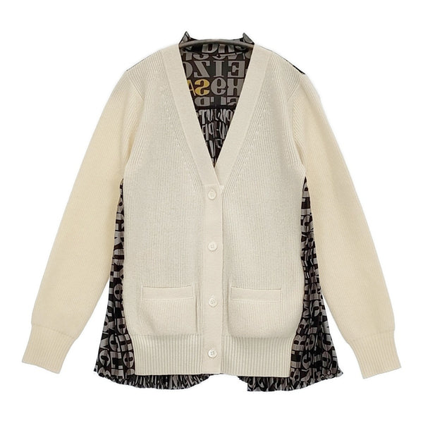 Sacai ドッキング プリーツ 異素材 ALEXANDER GIRARD サイズ2 20-05300 カーディガン アイボリー ブラウン レディース サカイ【中古】5-0718T♪