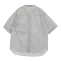 MHL. COTTON LINEN STRIPE 595-2152505 サイズ1 定価18700円 ストライプ 半袖シャツ ホワイト グレー レディース エムエイチエル【中古】5-0806S♪