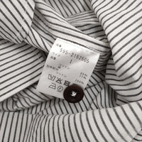 MHL. COTTON LINEN STRIPE 595-2152505 サイズ1 定価18700円 ストライプ 半袖シャツ ホワイト グレー レディース エムエイチエル【中古】5-0806S♪