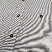 MHL. COTTON LINEN STRIPE 595-2152505 サイズ1 定価18700円 ストライプ 半袖シャツ ホワイト グレー レディース エムエイチエル【中古】5-0806S♪
