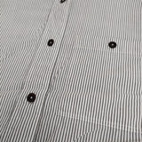 MHL. COTTON LINEN STRIPE 595-2152505 サイズ1 定価18700円 ストライプ 半袖シャツ ホワイト グレー レディース エムエイチエル【中古】5-0806S♪