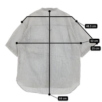 MHL. COTTON LINEN STRIPE 595-2152505 サイズ1 定価18700円 ストライプ 半袖シャツ ホワイト グレー レディース エムエイチエル【中古】5-0806S♪