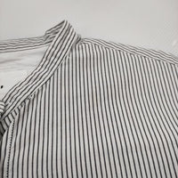 MHL. COTTON LINEN STRIPE 595-2152505 サイズ1 定価18700円 ストライプ 半袖シャツ ホワイト グレー レディース エムエイチエル【中古】5-0806S♪