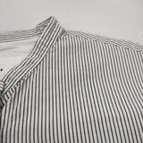 MHL. COTTON LINEN STRIPE 595-2152505 サイズ1 定価18700円 ストライプ 半袖シャツ ホワイト グレー レディース エムエイチエル【中古】5-0806S♪