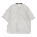 MHL. YARN DYE COTTON LINEN595-9152550 2 定価18700円 ストライプ 半袖シャツ 19SS ホワイト グレー レディース エムエイチエル【中古】5-0806S♪