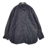 nest Robe 01233-1428 コットンリネンダンガリー袖フリルシャツ 定価26400円 長袖シャツ ネイビー レディース ネストローブ【中古】5-1214M∞