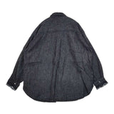 nest Robe 01233-1428 コットンリネンダンガリー袖フリルシャツ 定価26400円 長袖シャツ ネイビー レディース ネストローブ【中古】5-1214M∞