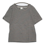 atelier naruse na-07037 サイズF ボーダー 半袖Ｔシャツ カットソー ホワイト ブラック レディース アトリエナルセ【中古】5-0806S♪