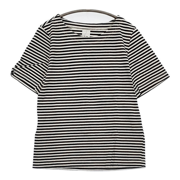 atelier naruse na-07037 サイズF ボーダー 半袖Ｔシャツ カットソー ホワイト ブラック レディース アトリエナルセ【中古】5-0806S♪