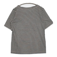 atelier naruse na-07037 サイズF ボーダー 半袖Ｔシャツ カットソー ホワイト ブラック レディース アトリエナルセ【中古】5-0806S♪