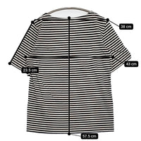 atelier naruse na-07037 サイズF ボーダー 半袖Ｔシャツ カットソー ホワイト ブラック レディース アトリエナルセ【中古】5-0806S♪