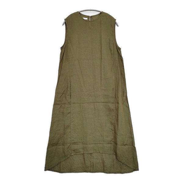 fog linen work ノースリーブ リネン ワンピース カーキ レディース フォグリネンワーク【中古】5-0806S♪