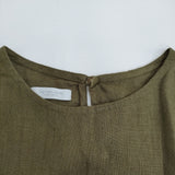 fog linen work ノースリーブ リネン ワンピース カーキ レディース フォグリネンワーク【中古】5-0806S♪