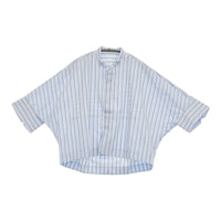 MACPHEE コットンブロード クロップドシャツ 36 定価16500円 ブラウス シャツ 24SS ライトブルー ホワイト レディース マカフィー【中古】5-0731S♪