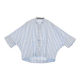 MACPHEE コットンブロード クロップドシャツ 36 定価16500円 ブラウス シャツ 24SS ライトブルー ホワイト レディース マカフィー【中古】5-0731S♪