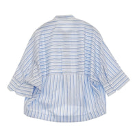 MACPHEE コットンブロード クロップドシャツ 36 定価16500円 ブラウス シャツ 24SS ライトブルー ホワイト レディース マカフィー【中古】5-0731S♪