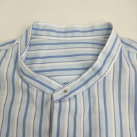 MACPHEE コットンブロード クロップドシャツ 36 定価16500円 ブラウス シャツ 24SS ライトブルー ホワイト レディース マカフィー【中古】5-0731S♪