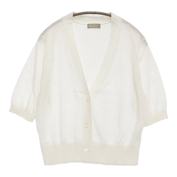 MARGARET HOWELL FINE LINEN サイズ2 578-2164005 リネンニット カーディガン 22SS ホワイト レディース マーガレットハウエル【中古】5-0806S♪