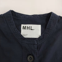 MHL. SANDED COTTON LINEN OP 595-3157501 サイズ2 バンドカラーシャツ ワンピース 23SS ネイビー レディース エムエイチエル【中古】5-0806S♪