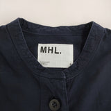 MHL. SANDED COTTON LINEN OP 595-3157501 サイズ2 バンドカラーシャツ ワンピース 23SS ネイビー レディース エムエイチエル【中古】5-0806S♪