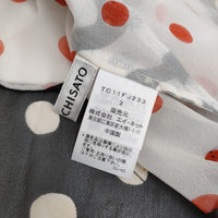 TSUMORI CHISATO シルク ヒョウ てんとう虫 星ラメ ブラウス シャツ ホワイト イエロー レディース ツモリチサト【中古】5-0806S♪