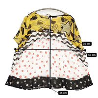 TSUMORI CHISATO シルク ヒョウ てんとう虫 星ラメ ブラウス シャツ ホワイト イエロー レディース ツモリチサト【中古】5-0806S♪