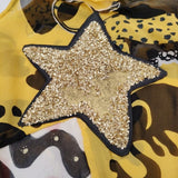 TSUMORI CHISATO シルク ヒョウ てんとう虫 星ラメ ブラウス シャツ ホワイト イエロー レディース ツモリチサト【中古】5-0806S♪
