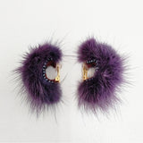 DOIGT ドワ ミンクファー 定価16500円 アクセサリー イヤリング パープル レディース【中古】5-1111T◎