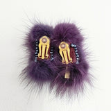 DOIGT ドワ ミンクファー 定価16500円 アクセサリー イヤリング パープル レディース【中古】5-1111T◎