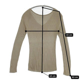 GALERIE VIE ギザコットンリブ Vネックプルオーバー 長袖Ｔシャツ カットソー ロンＴ グレージュ レディース ギャルリーヴィー【中古】5-1109M∞